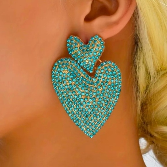 ✨For Love and Lemons Adela Rhinestone Heart Earrings - Picture 3 of 6